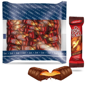 Конфеты BON BONEL Дессерт мини с карамелью-печеньем-какао 1кг