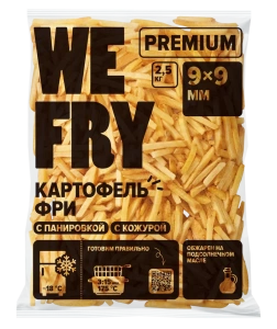 WE FRY PREMIUM: S24 картофель фри с панировкой, с кожурой, 9х9 2,5 кг
