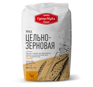 Мука пшеничная хлебопекарная цельнозерновая 1 кг СуперМука